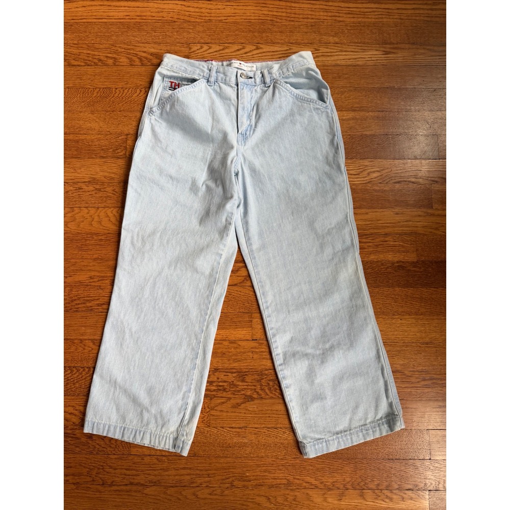 Vintage Tommy Hilfiger Jeans Womens 6 Carpenter Pants Light‎ Wash Denim Wide Leg